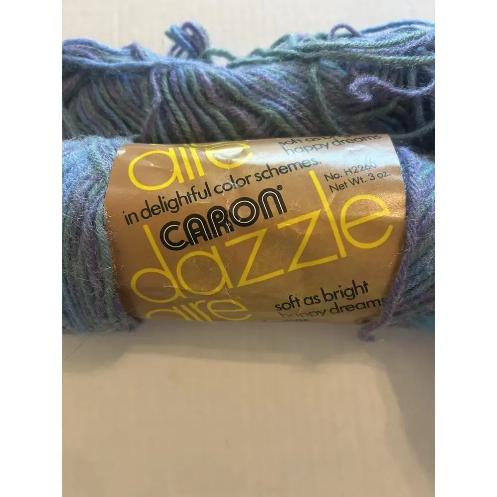 Vtg Lot of 3 Skeins Caron Dazzleaire Yarn Lavender Ombré Yarn Bee Amethyst 9.5oz